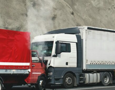 Frontal collision between two trucks