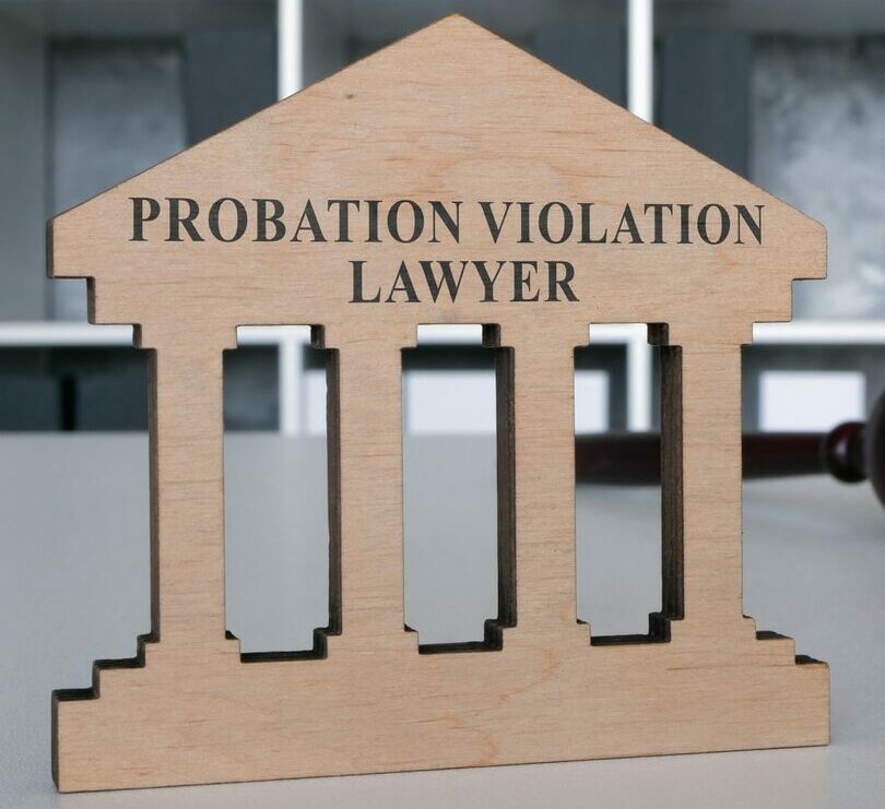 Desk with plate probation violation lawyer.