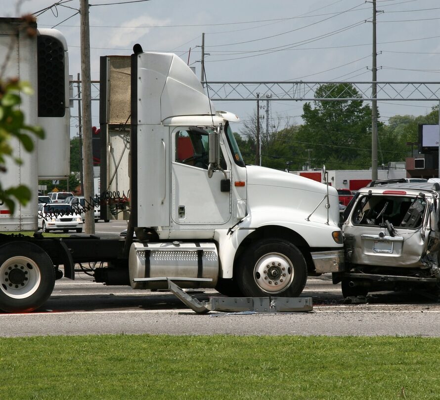 This big rig T-boned the other vehicle.
